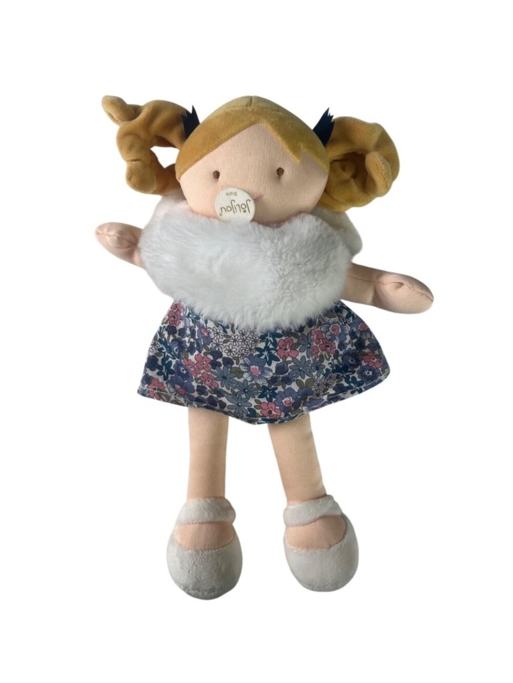 Jolijou Paris Plush Doll Floral Dress Faux Fur Cape Soft Lightweight